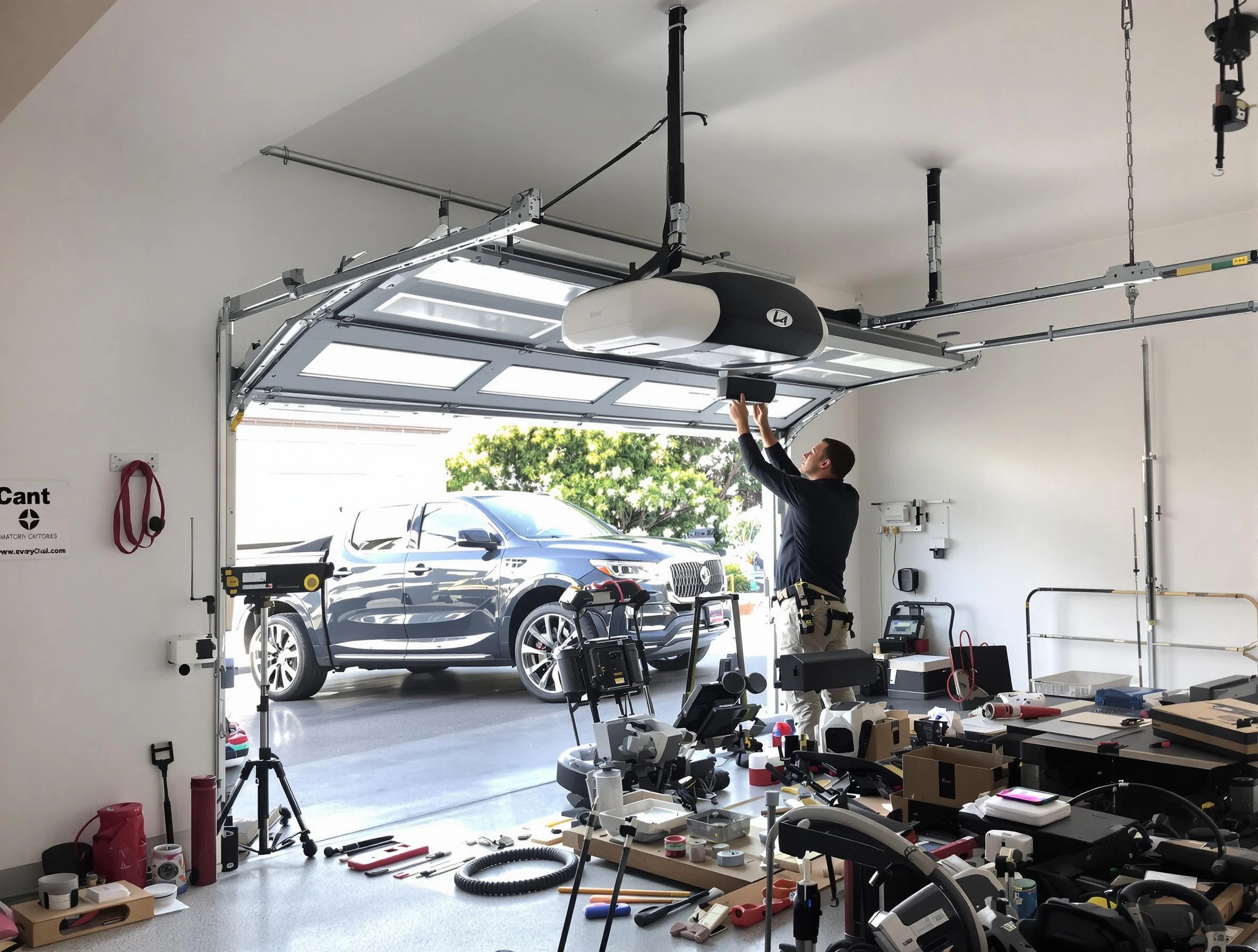 Hopewell Garage Door Repair specialist installing smart garage door opener system in Hopewell home