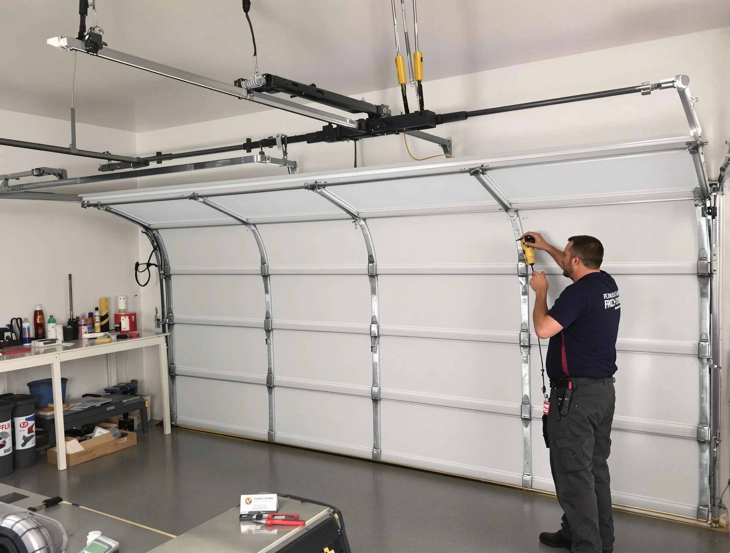 Hopewell Garage Door Repair certified technician performing overhead door system repair in Hopewell
